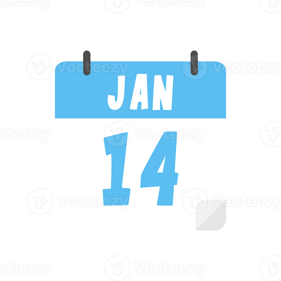 january 14th calendar icon on transparent background png