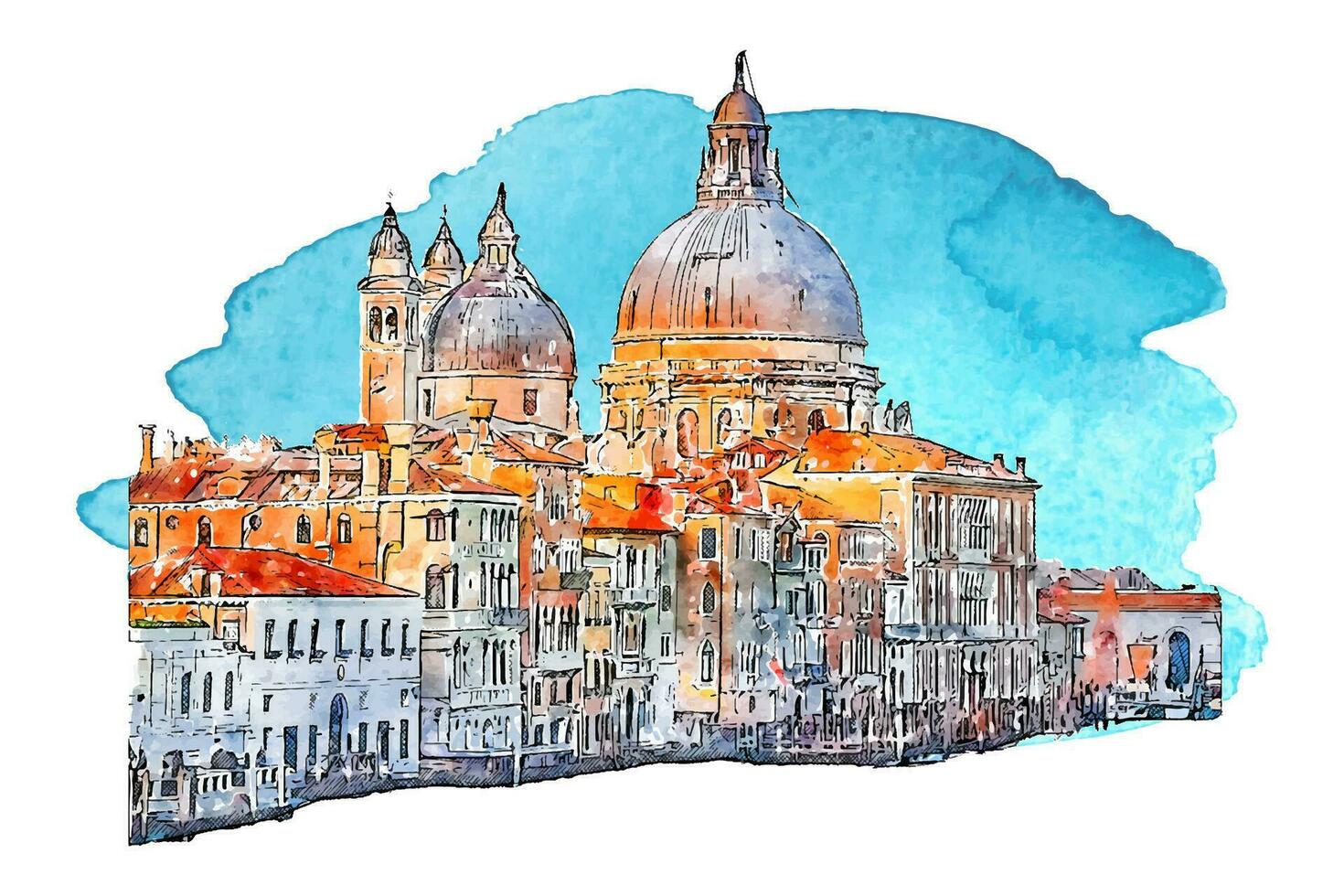 Venice italy watercolor hand drawn illustration isolated on white background vector