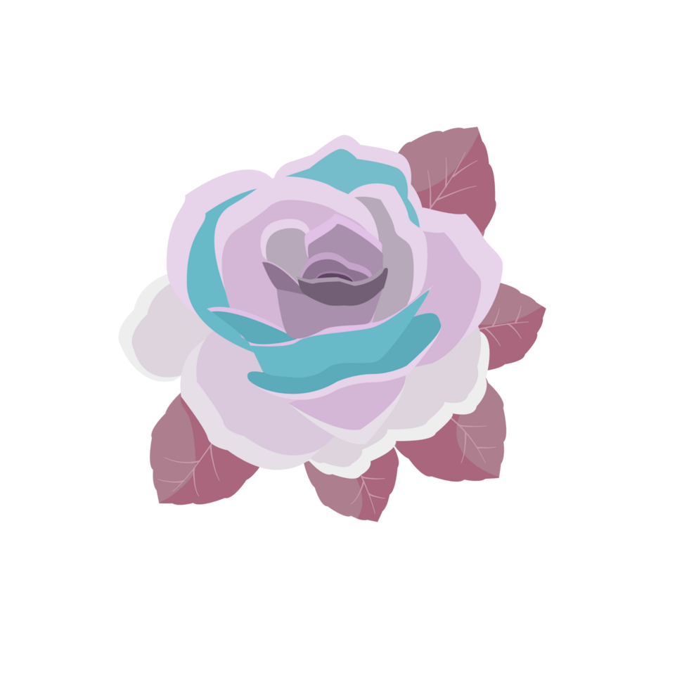 a purple rose with blue and purple leaves png