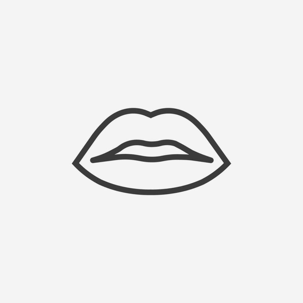 Lips line icon vector. kiss, valentine, mouth symbol sign vector