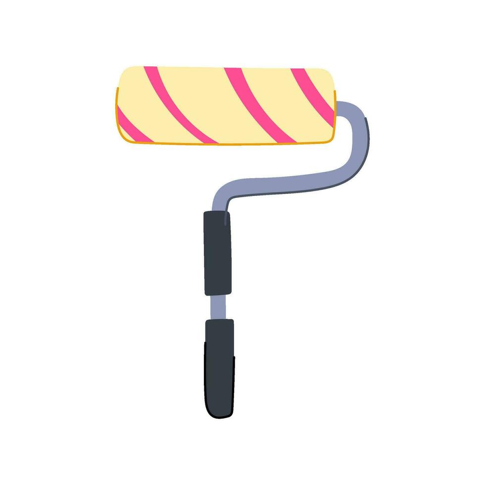 roll roller paint cartoon vector illustration