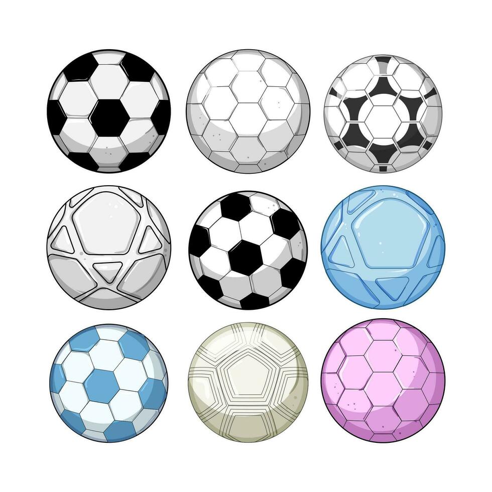 fútbol pelota conjunto dibujos animados vector ilustración