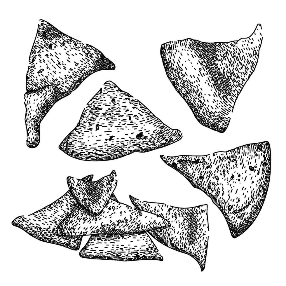 nachos set sketch hand drawn vector