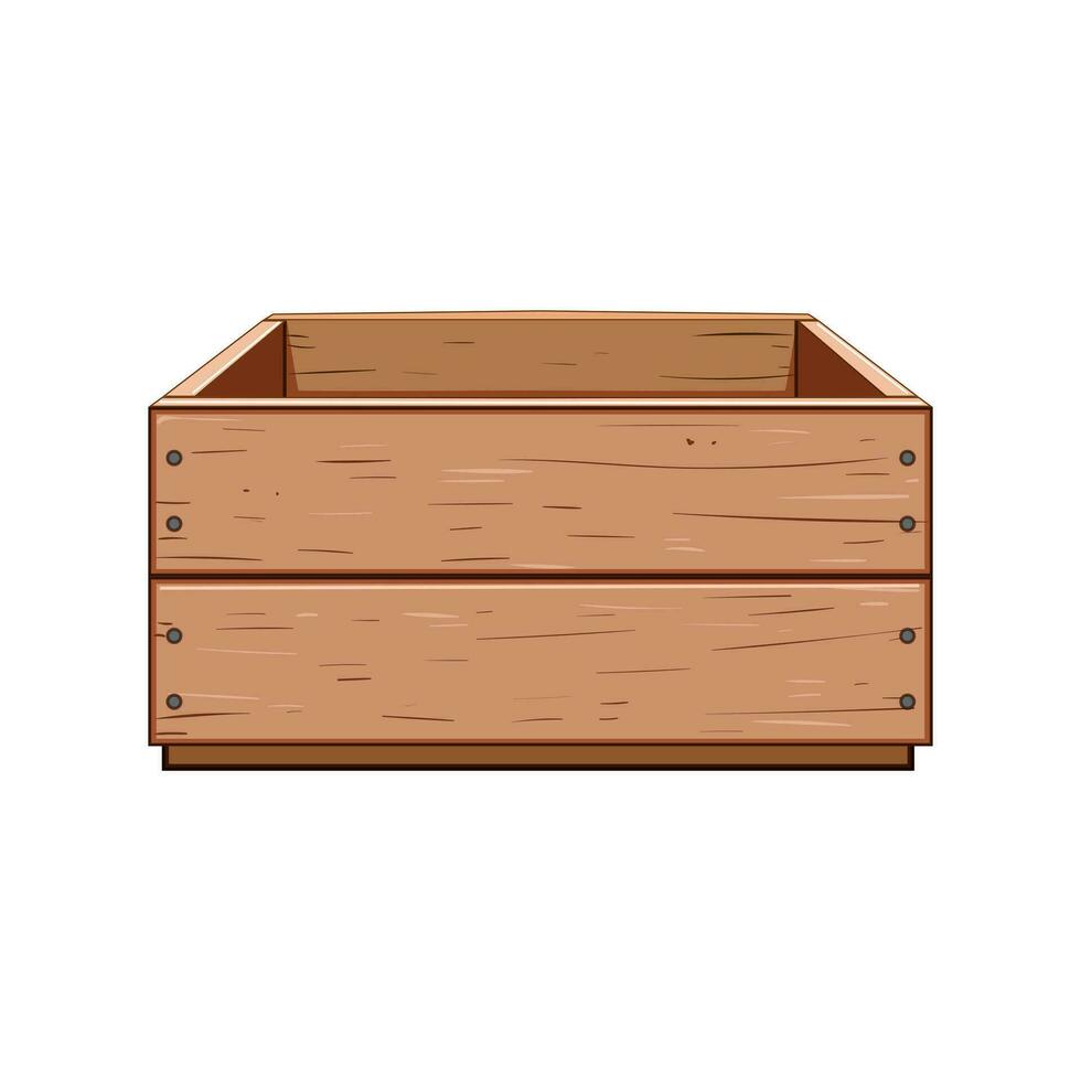 caso de madera caja dibujos animados vector ilustración