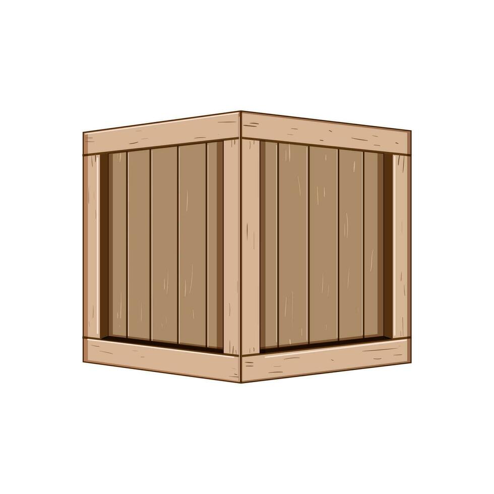 timber wooden crate cartoon vector illustration