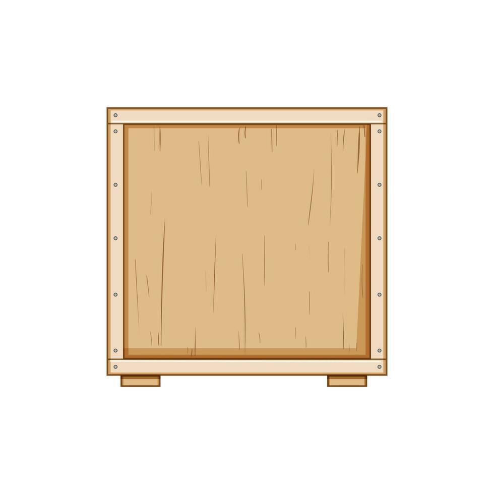 envase de madera caja dibujos animados vector ilustración