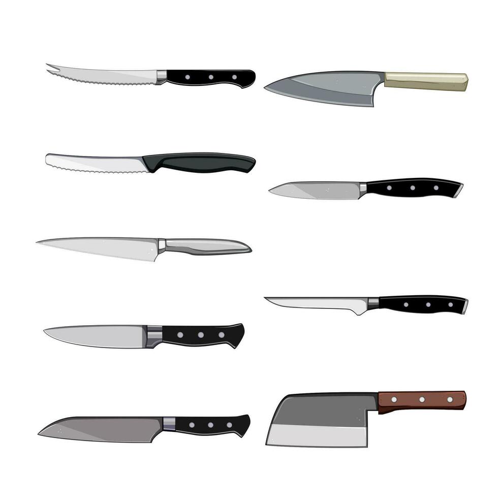 knife set cartoon vector illustration