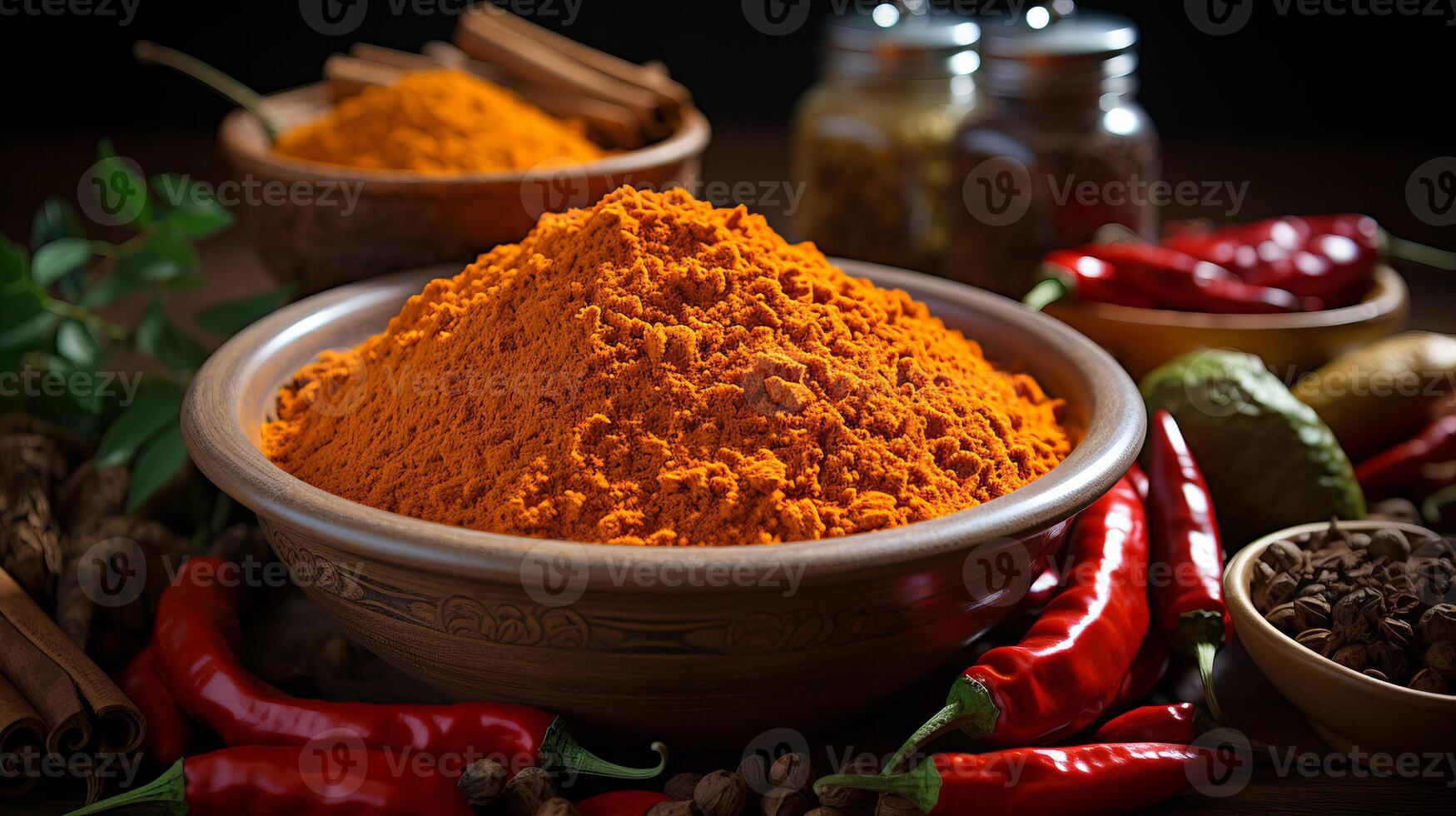 a realistic image of spice paprika. photo