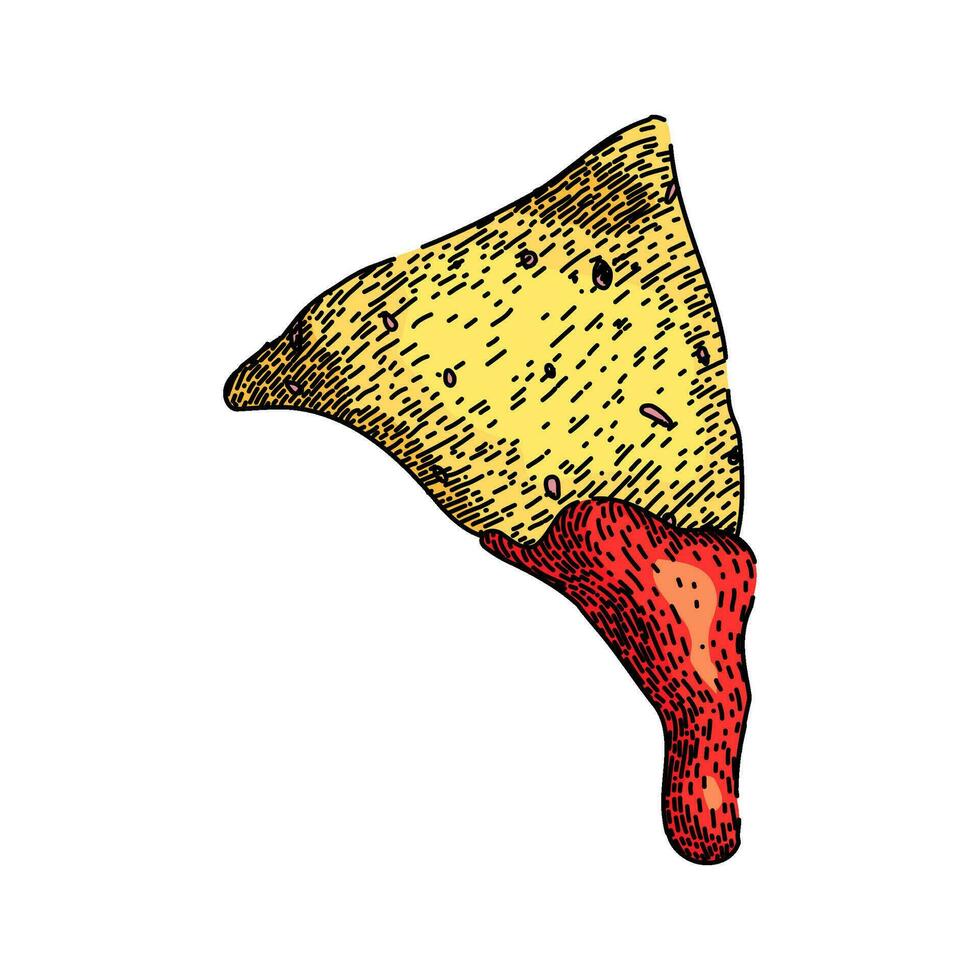 cheese nachos sketch hand drawn vector