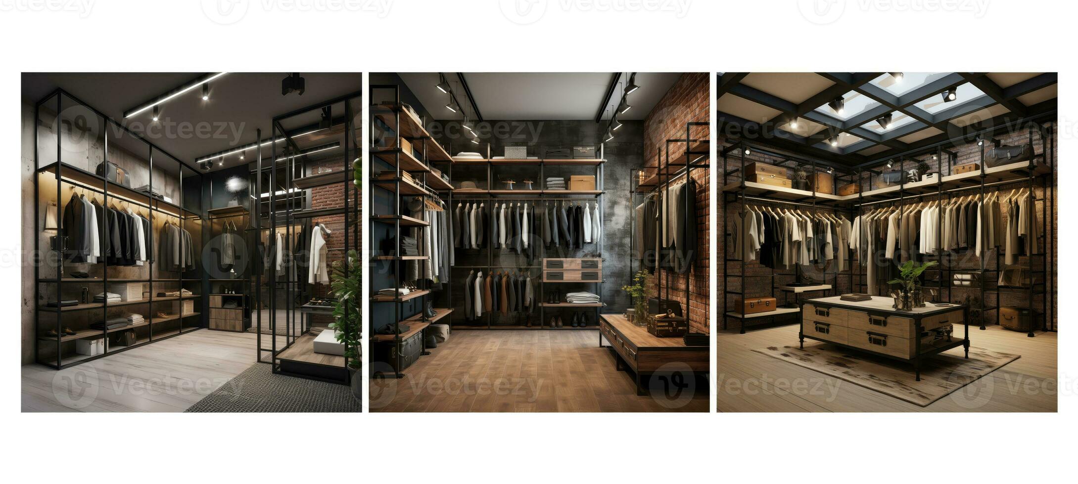 style industrial walk in closet interior design ai generated photo