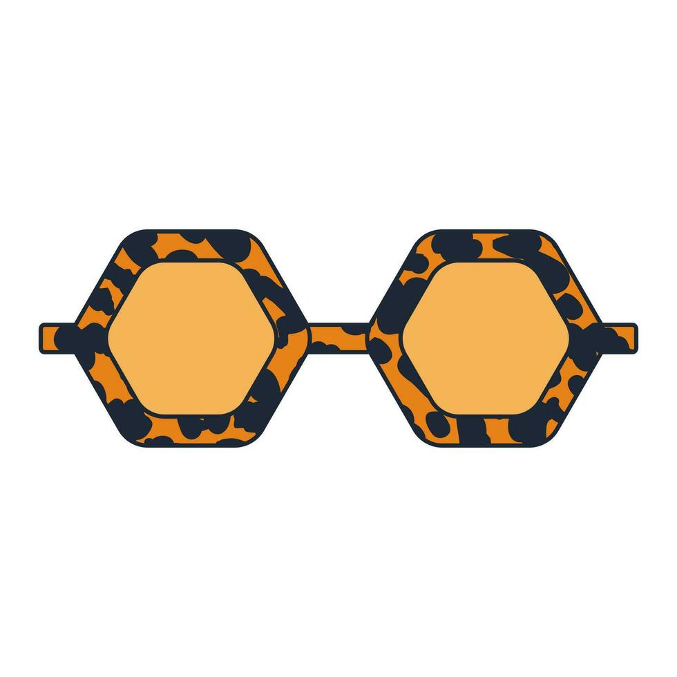 maravilloso Gafas de sol en retro hippie estilo . geométrico resumen vector gafas en 1970 vector plano ilustración.