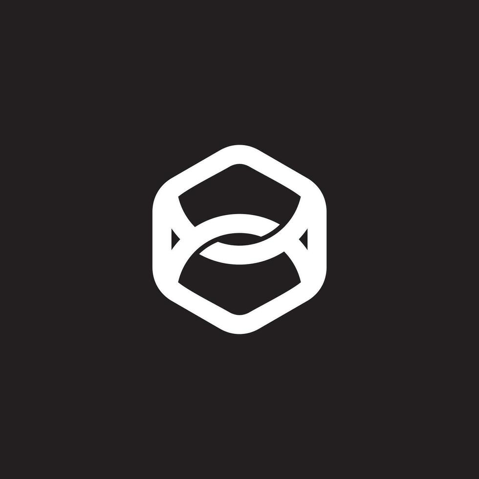 strong linked line hexagonal logo vector