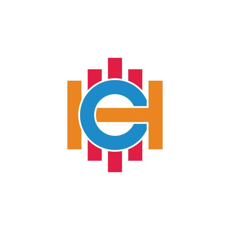 letter ch stripe colorful geometric logo vector