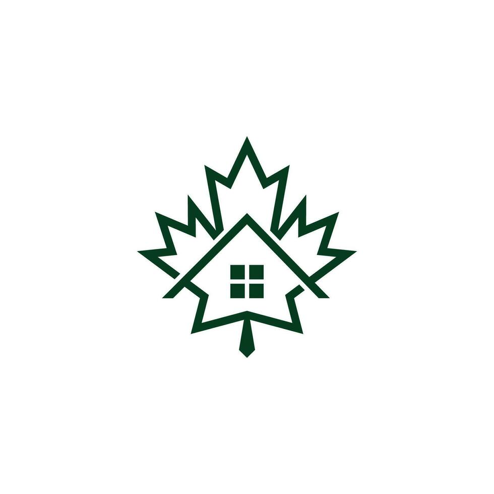 green leaf home window simple geometric logo vector