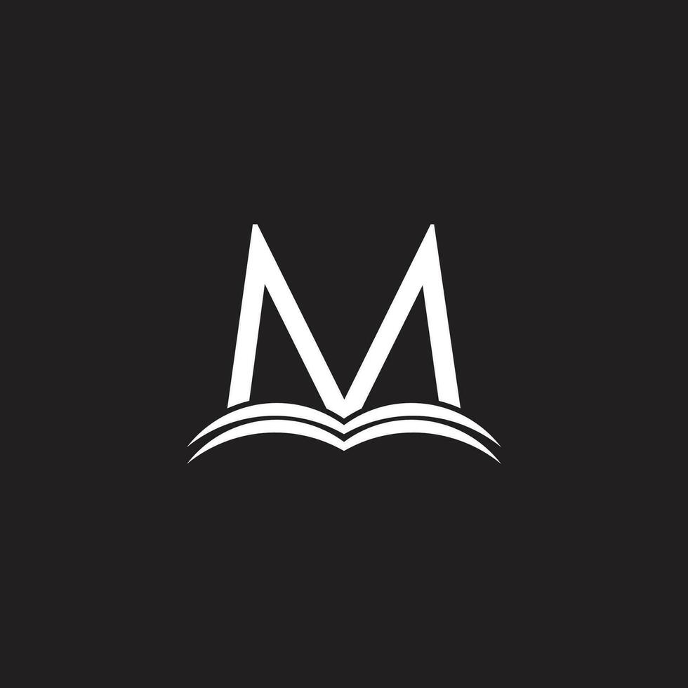 letter m open book stack library symbol vector