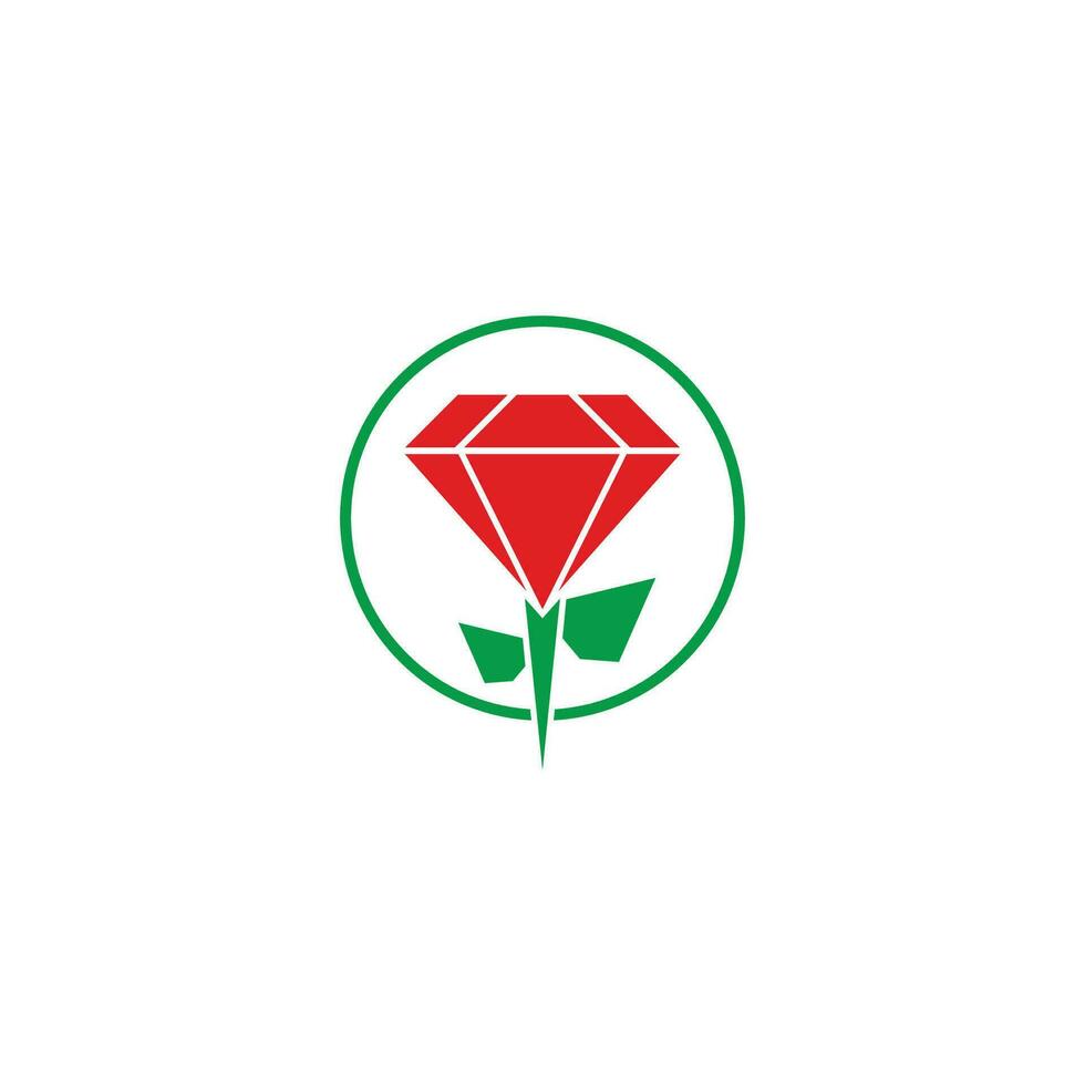 red rose diamond shape simple logo vector