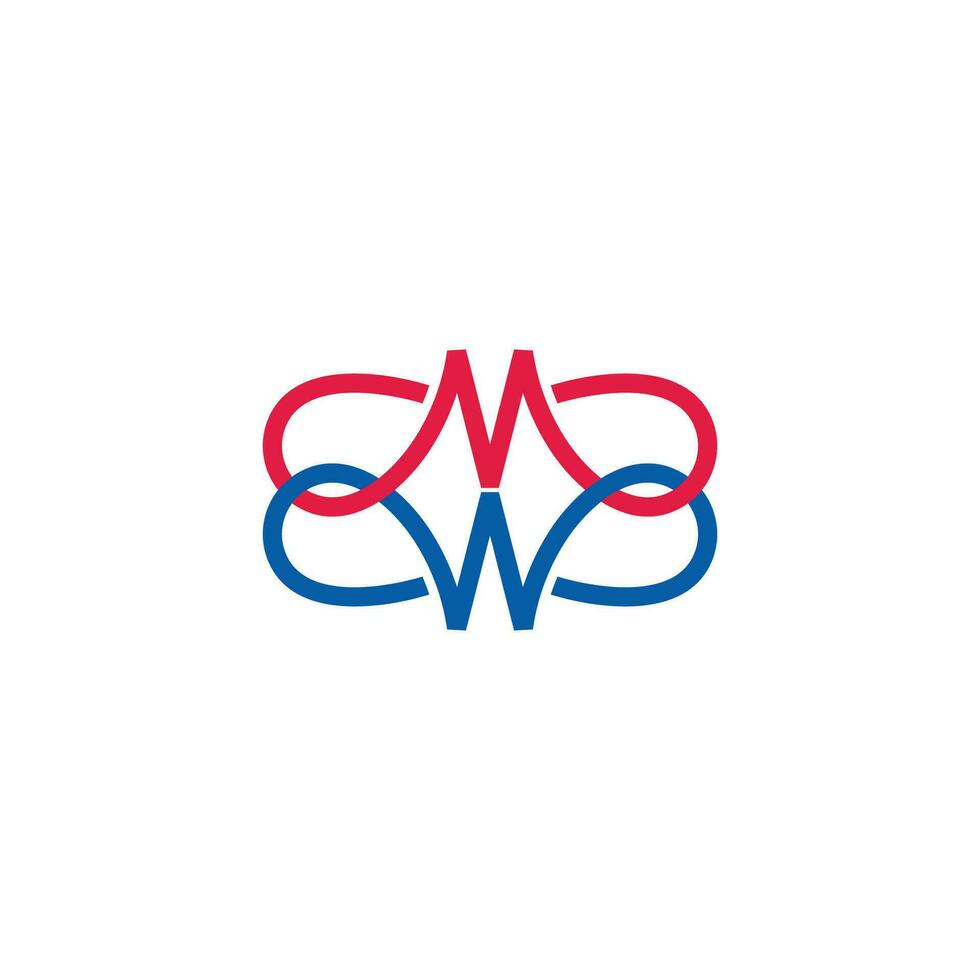 letter mw loop linked colorful logo vector
