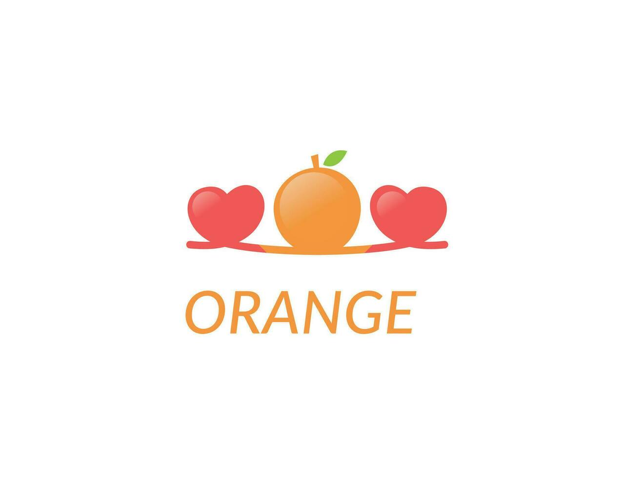 minimal hand drawn love fruit logo design - orange logo design - stroke fruit logo -  outline fruit logo vector