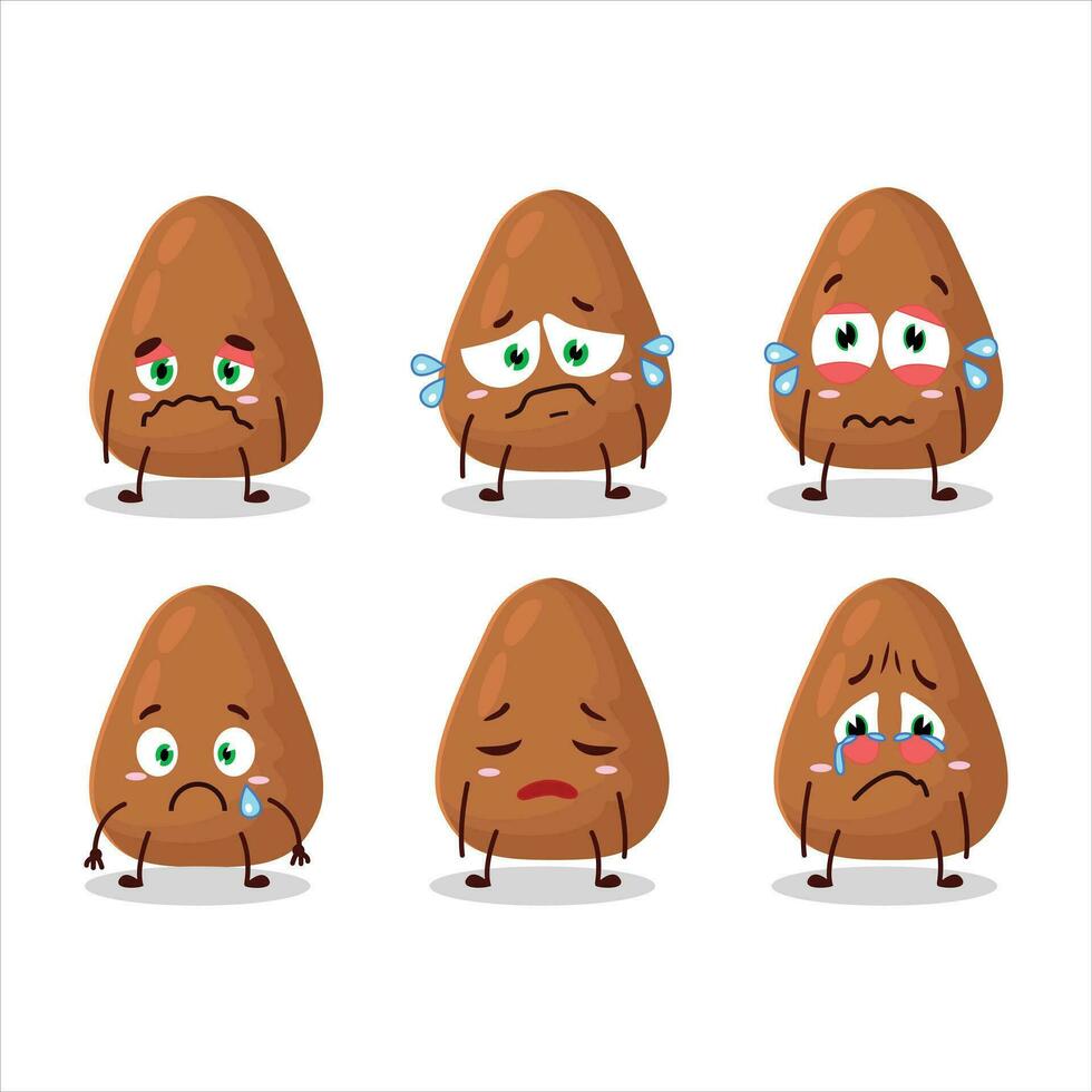 mamey dibujos animados en personaje con triste expresión vector