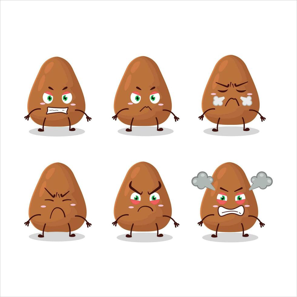 mamey dibujos animados personaje con varios enojado expresiones vector