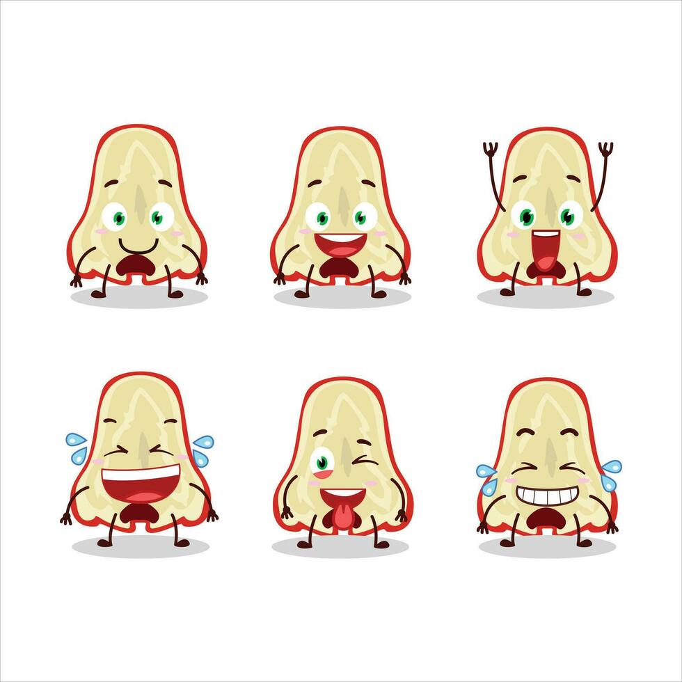 dibujos animados personaje de rebanada de agua manzana con sonrisa expresión vector