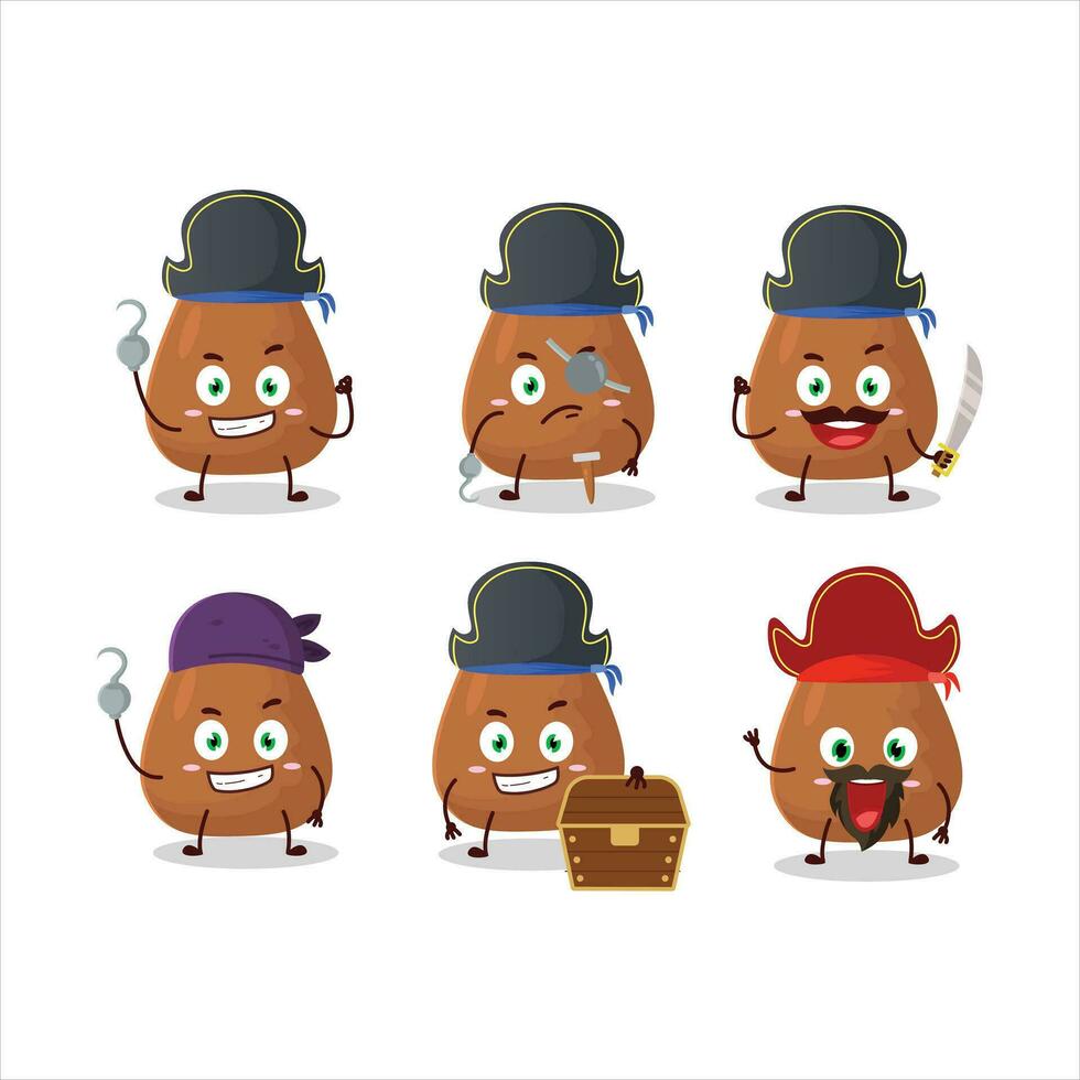 Cartoon character of mamey with various pirates emoticons vector