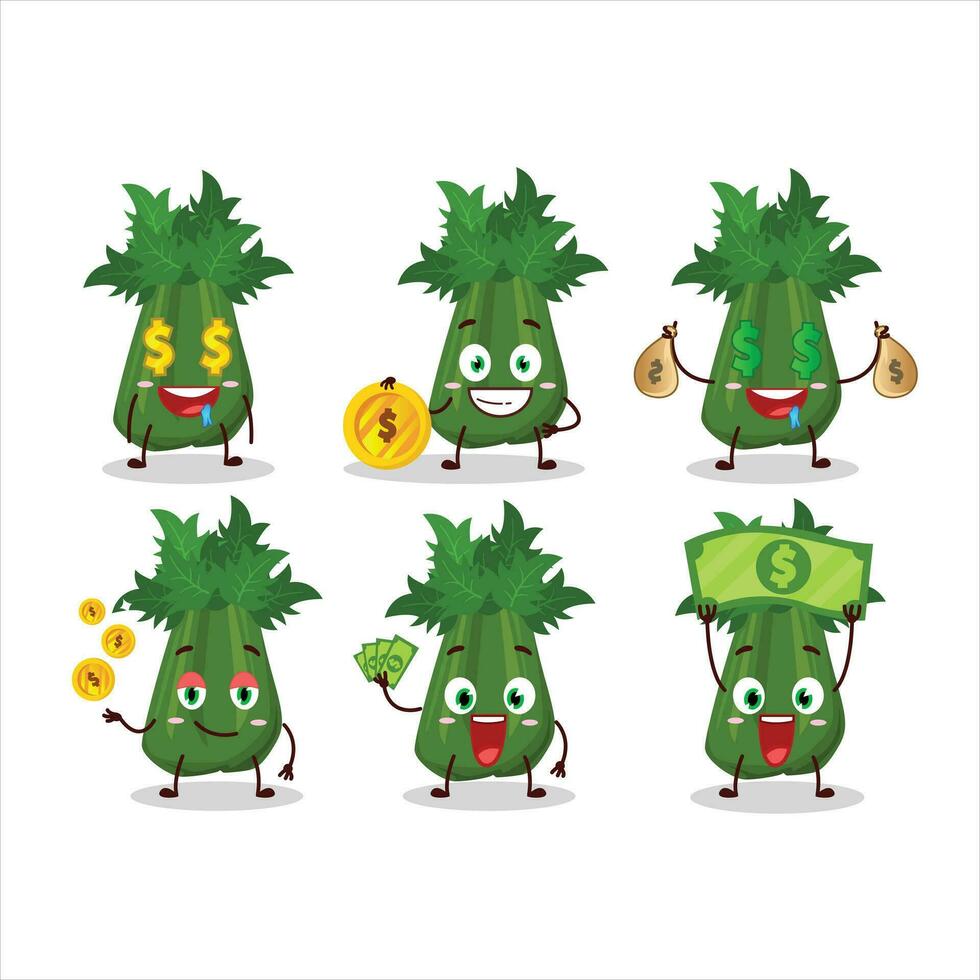 Celery cartoon character with cute emoticon bring money vector