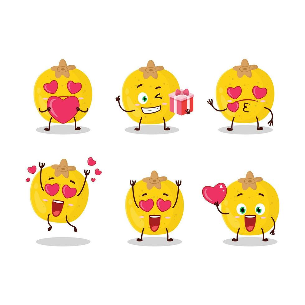 Nance fruit cartoon character with love cute emoticon vector