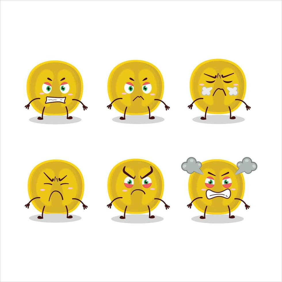 Slice of nance cartoon character with various angry expressions vector