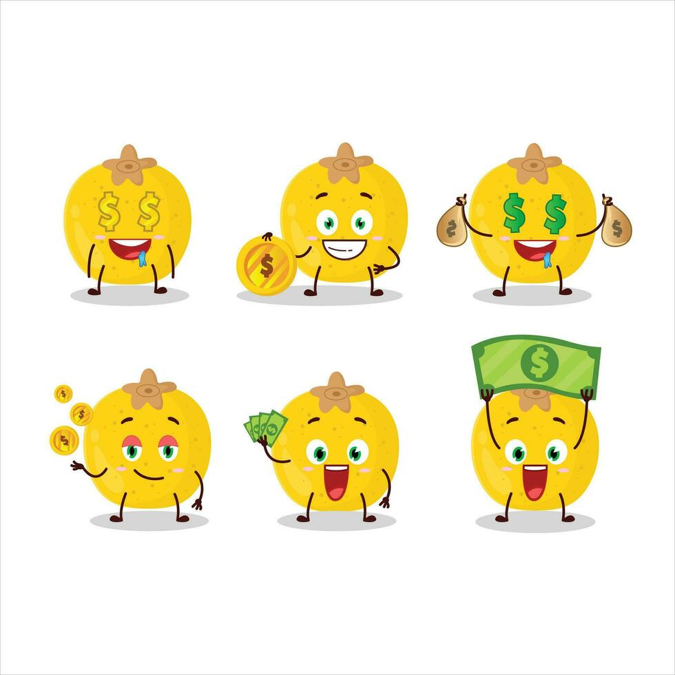 Nance fruit cartoon character with cute emoticon bring money vector