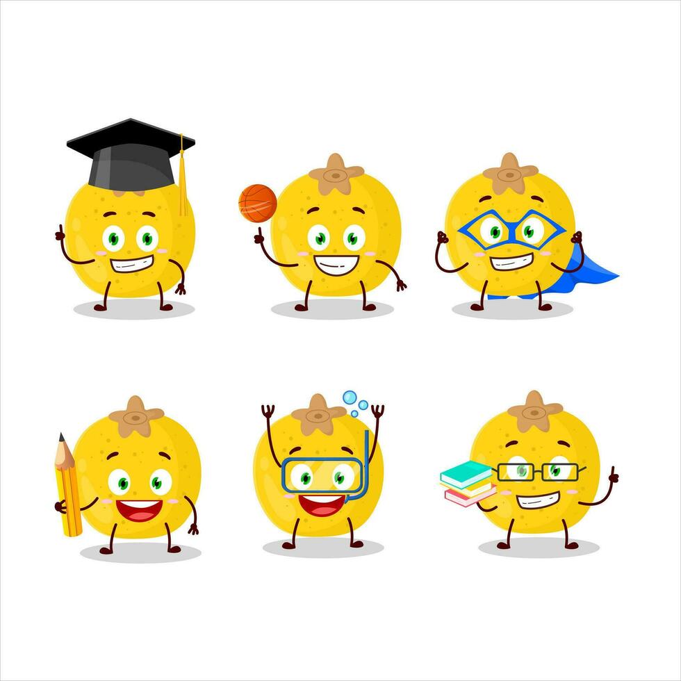 School student of nance fruit cartoon character with various expressions vector