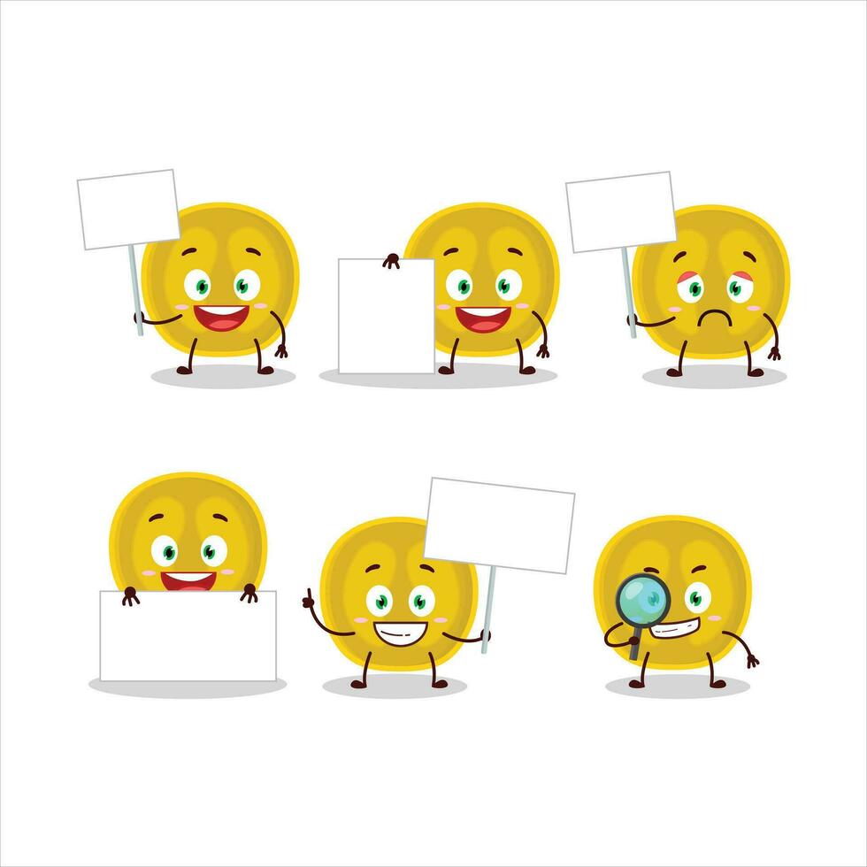 Slice of nance cartoon character bring information board vector