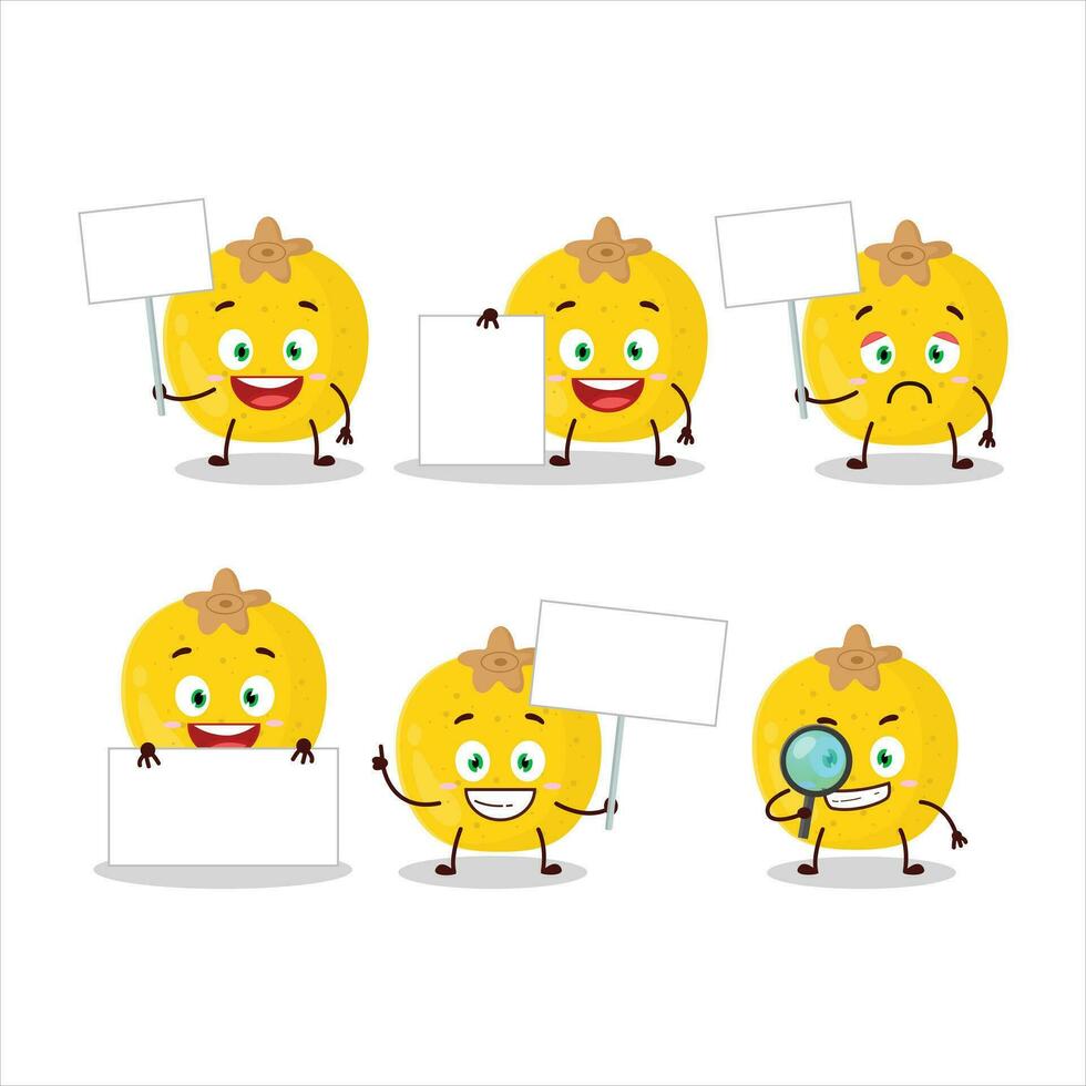 Nance fruit cartoon character bring information board vector