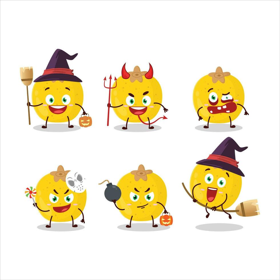 Halloween expression emoticons with cartoon character of nance fruit vector