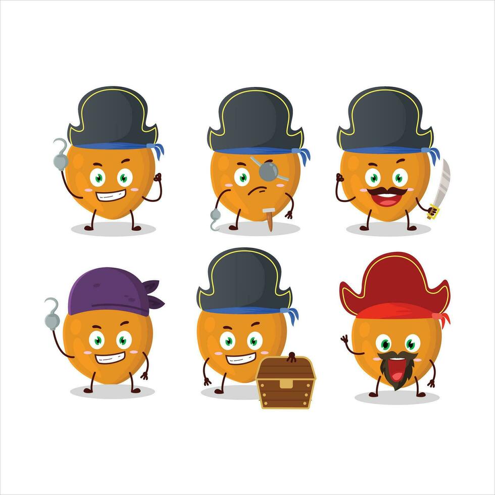 dibujos animados personaje de lulo Fruta con varios piratas emoticones vector