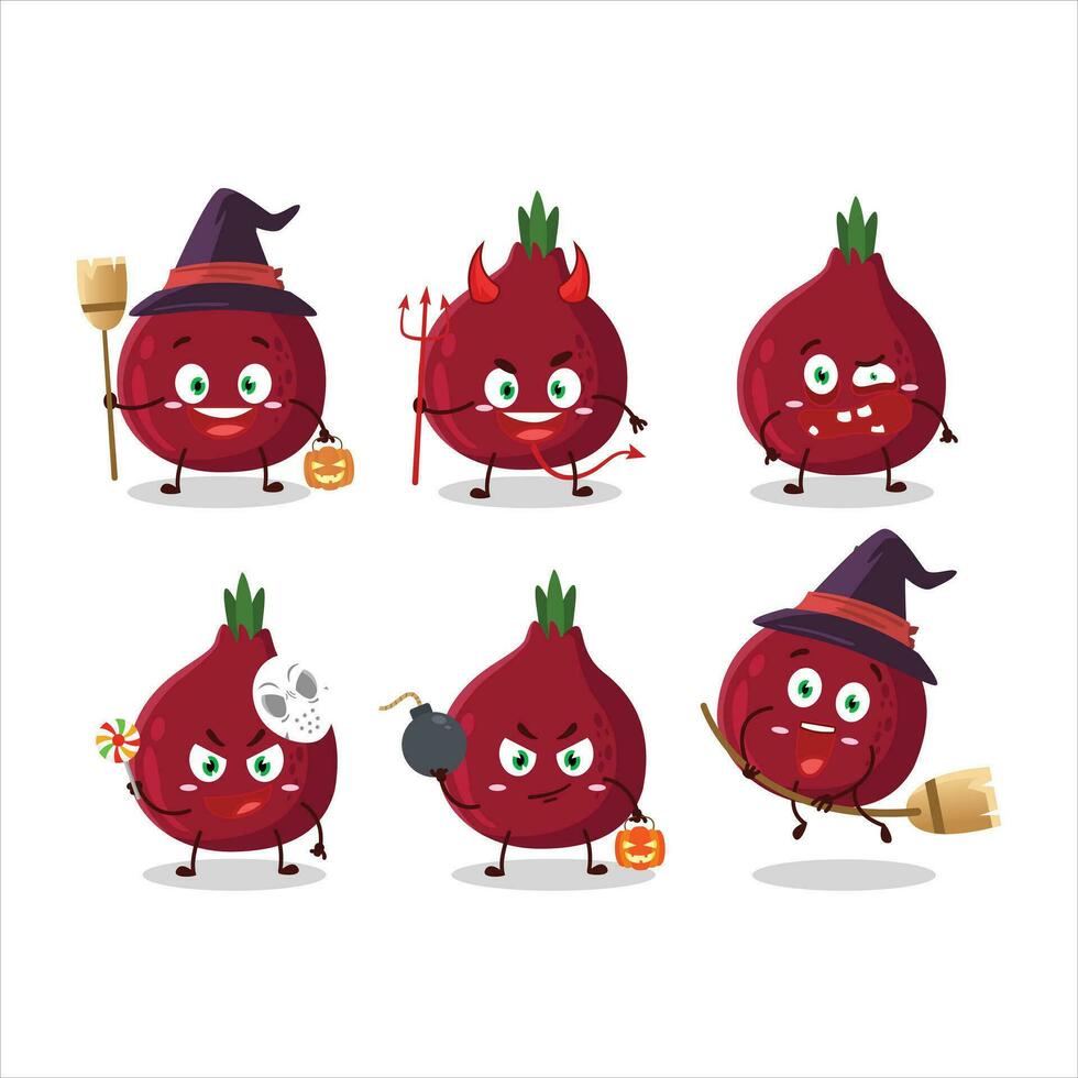 Halloween expression emoticons with cartoon character of new onion vector