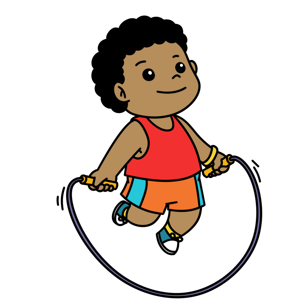 Happy Kid Boy Playing Jump Rope Isolated 28081423 PNG