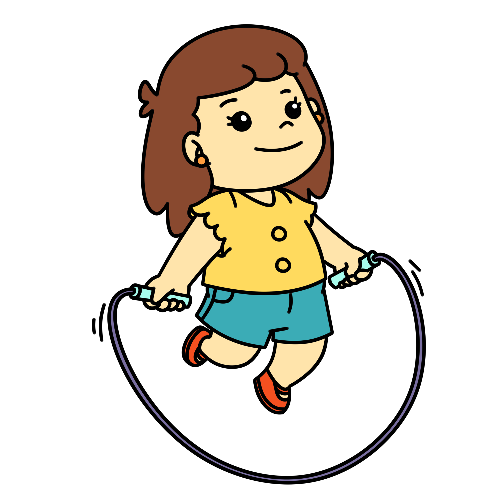 Happy Kid Girl Playing Jump Rope Isolated 28081426 PNG