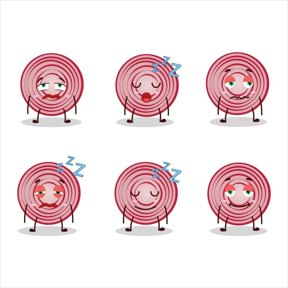 Cartoon character of slice of beet with sleepy expression vector