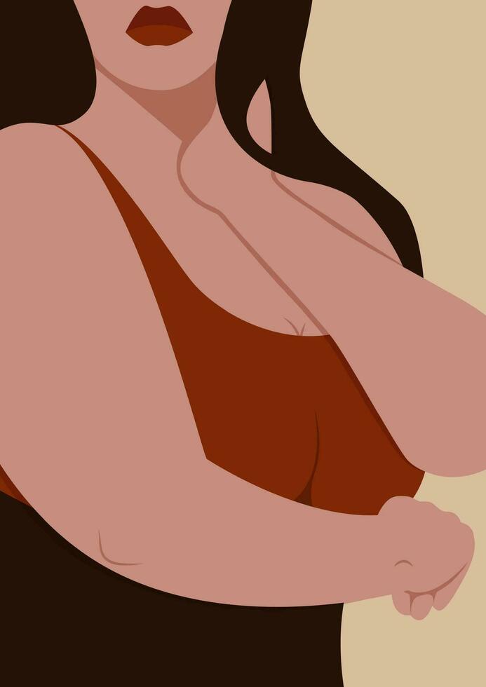 estético mínimo joven ciruela mujer cuerpo póster ilustración vector