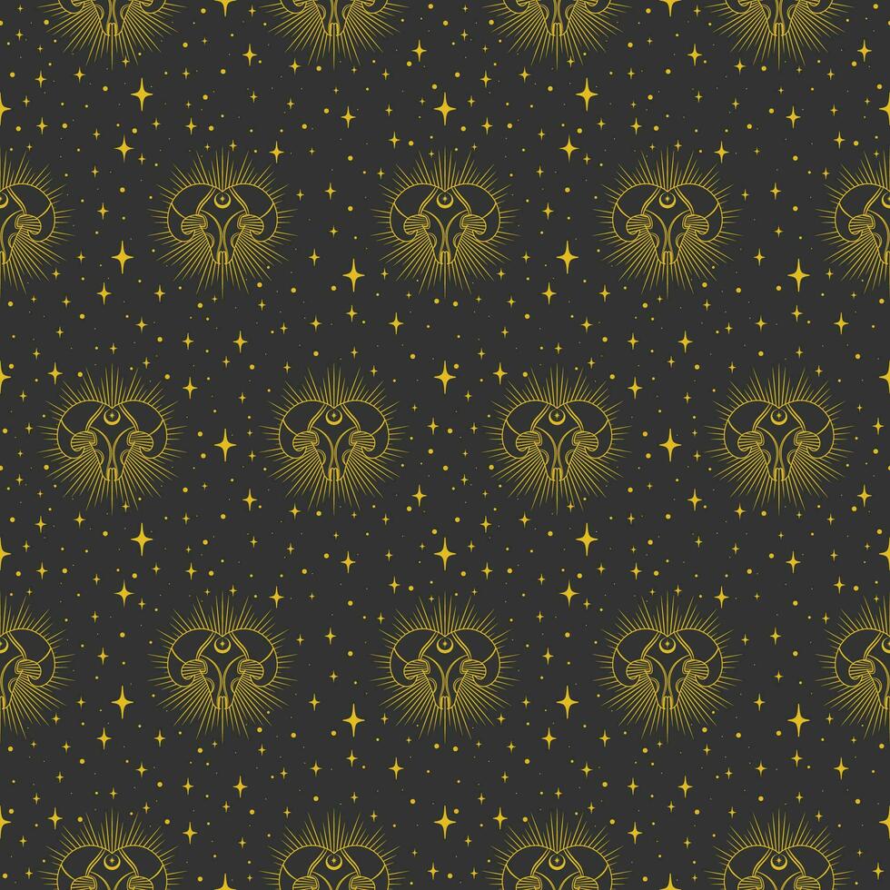 Vector seamless pattern with magical occult symbol.