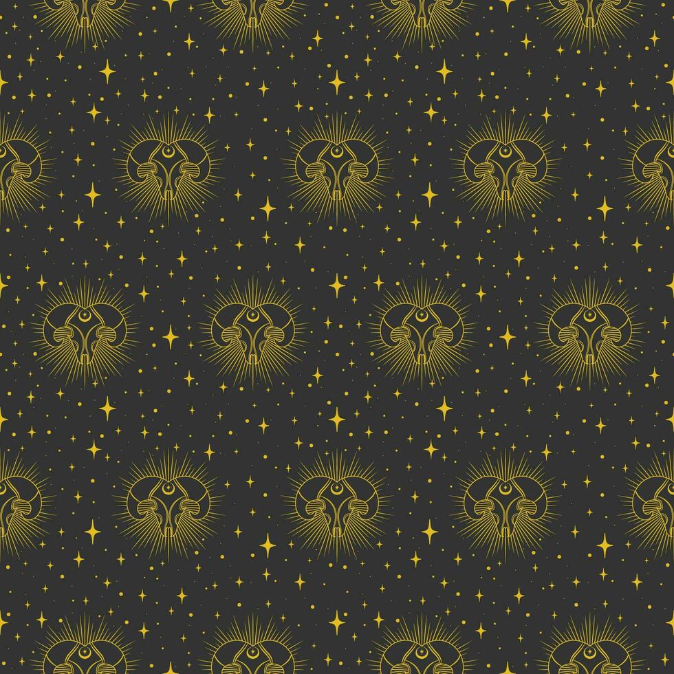 Vector seamless pattern with magical occult symbol.