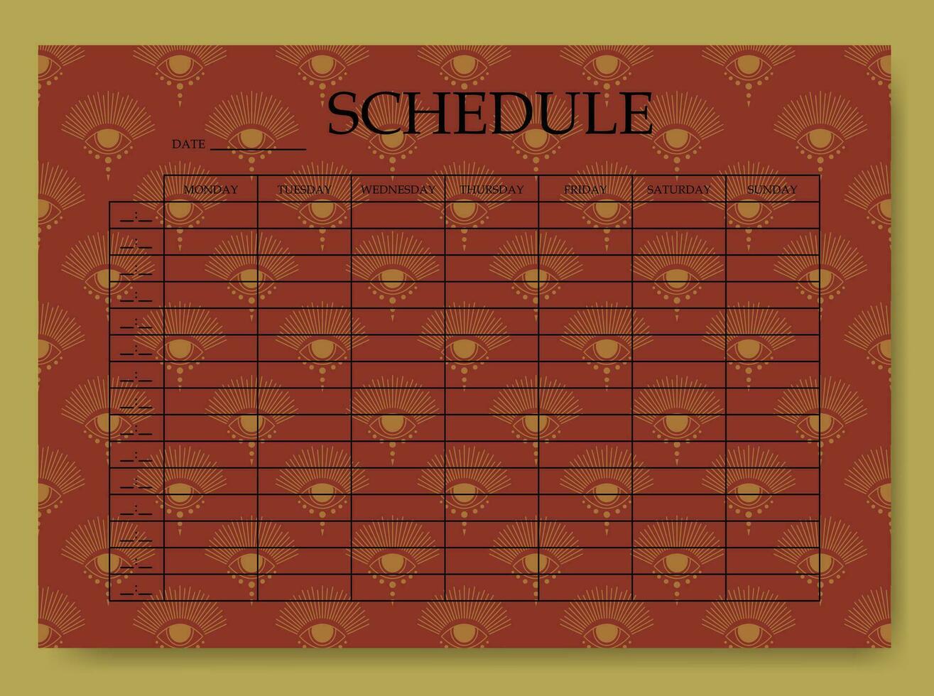 School schedule page minimalist abstract design. Categories of notes. vector