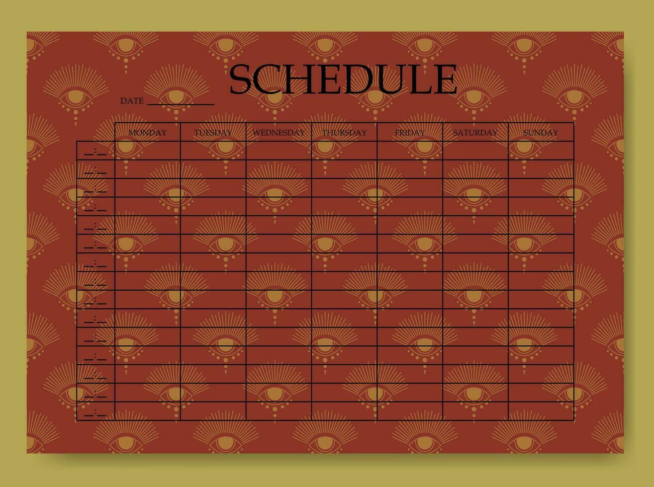 School schedule page minimalist abstract design. Categories of notes. vector