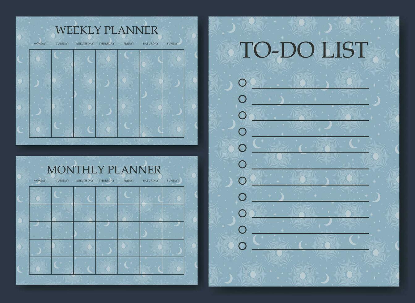School planner page minimalist abstract design. Categories of notes. vector