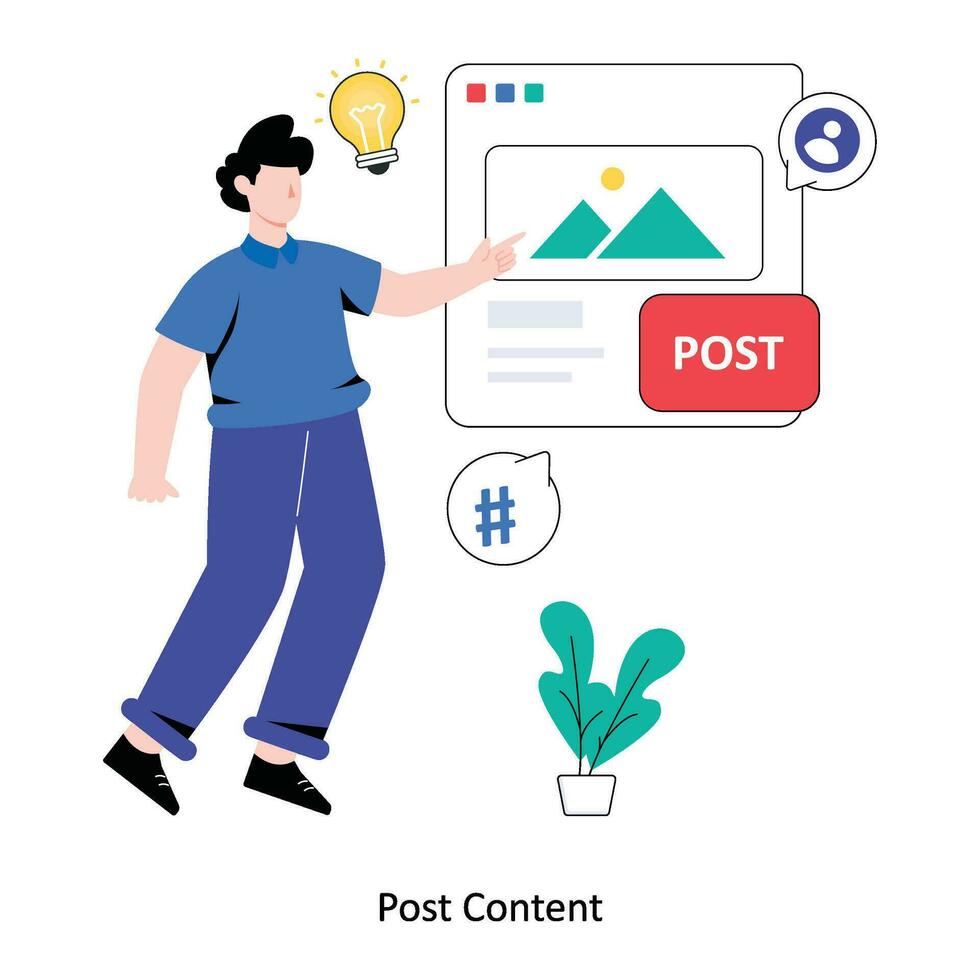 Post Content flat style design vector illustration. stock illustration