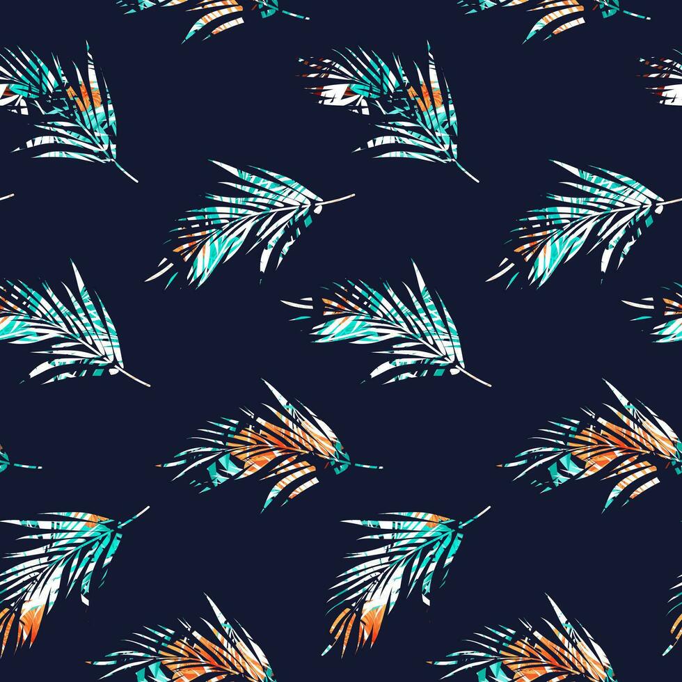 Seamless tropical vector pattern with palm leaves