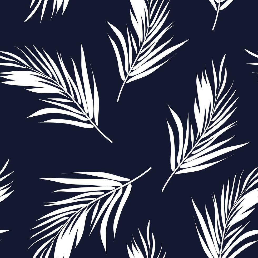 Seamless tropical vector pattern with palm leaves