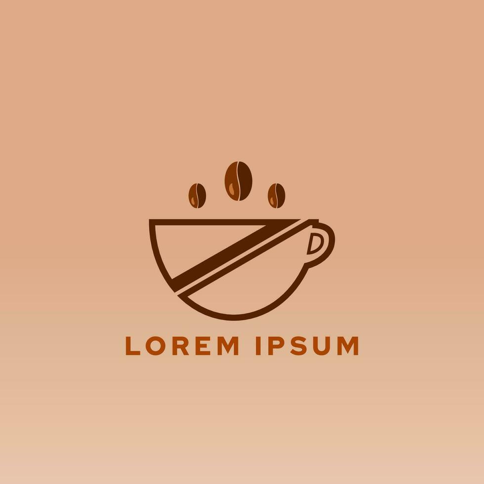 sign or icon of coffe cafe vector illustration with mug and coffe beans shape. coffe shop branding logo, symbol. isolated background