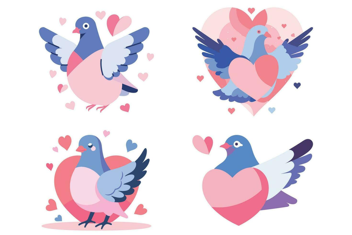 white dove with heart in the wedding concept in UX UI flat style vector